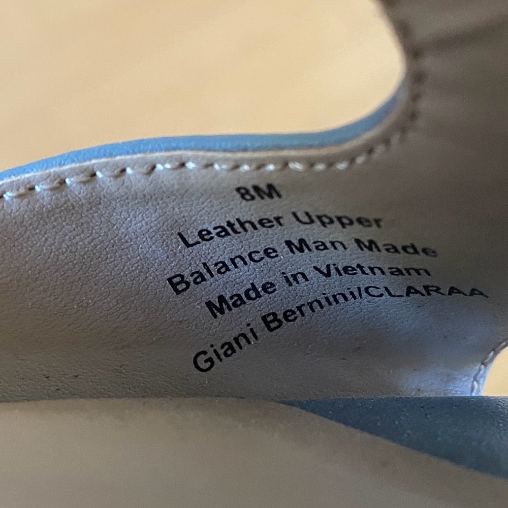 Giani Bernini Leather Light Blue T-Strap Heels - Picture 8 of 10